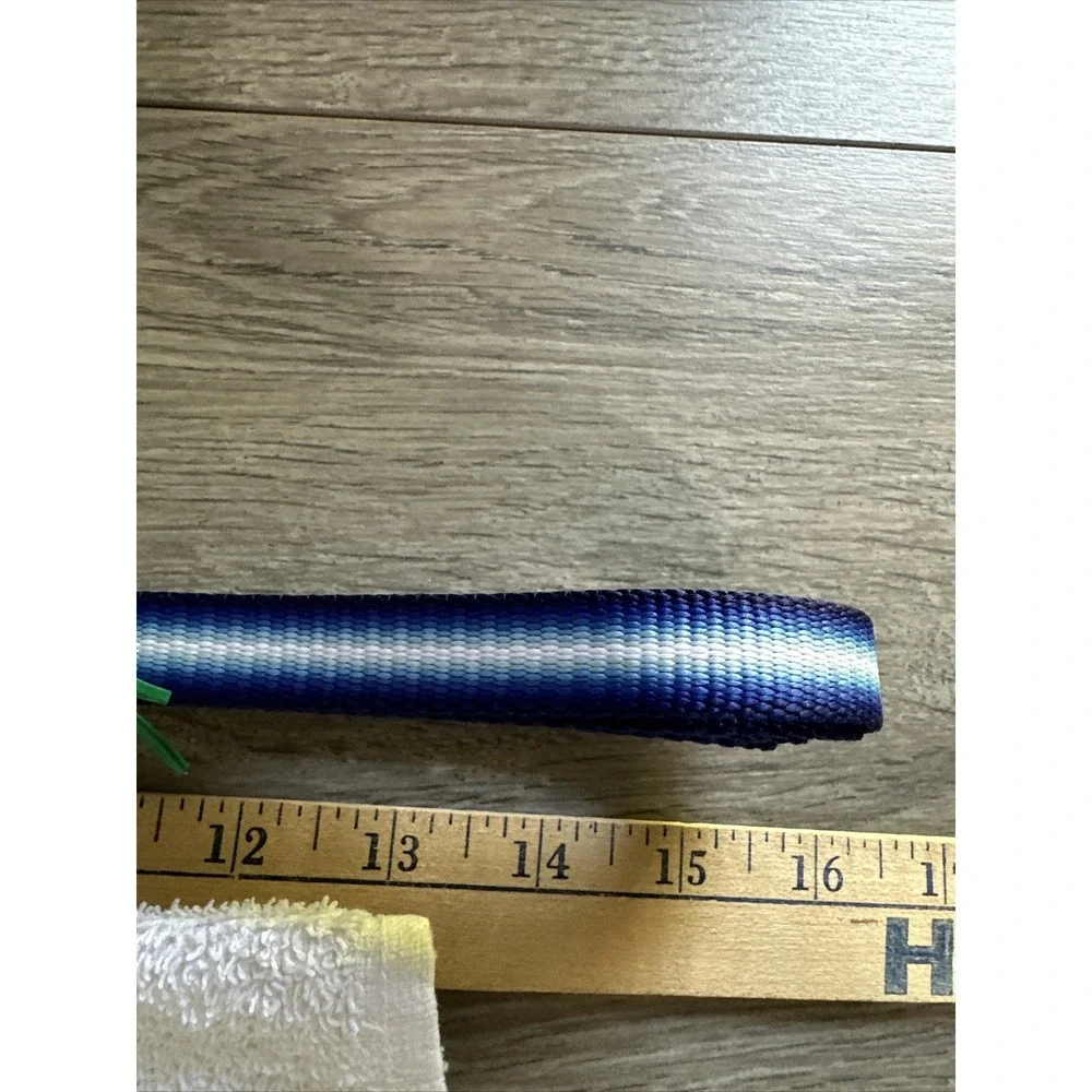 Blue Ombre Nylon Dog Leash 4ft Braided Gradient Navy White Silver Swivel Hook